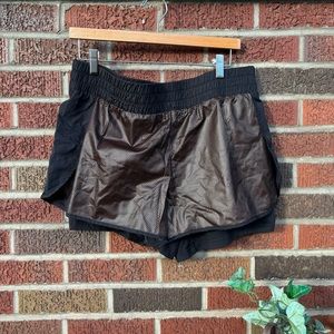 Fabletics Demi Lovato Black and Gold Jersey Knit Athletic Shorts